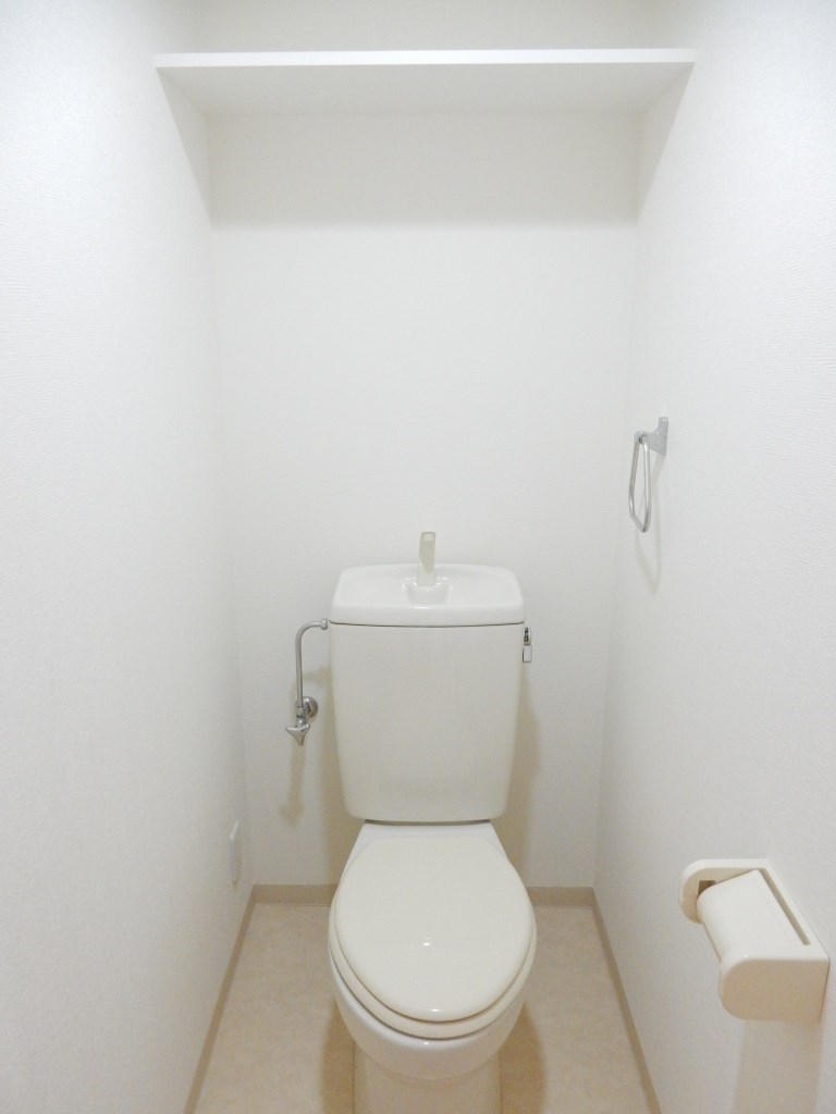 トイレ　タオル掛け・棚も備え付けです