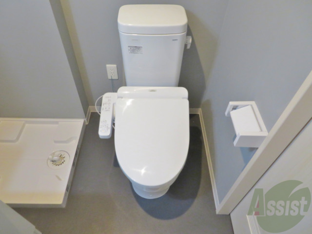 トイレ　トイレと洗面所は一緒になってます、ウォシュレット付き