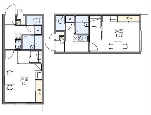 三島市萩のアパートの間取り