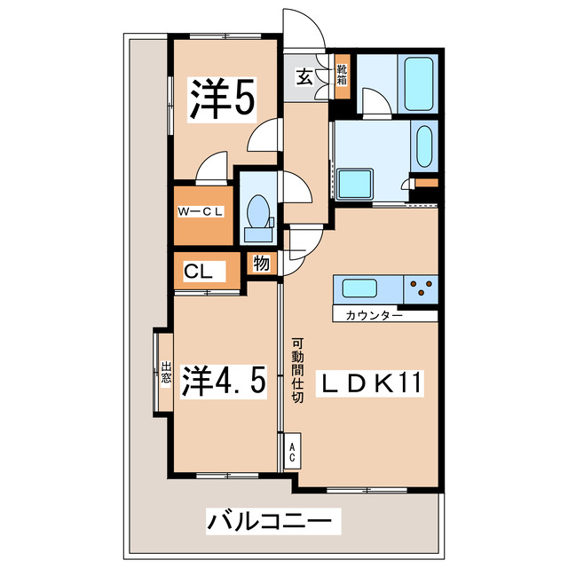 郡山市菜根のマンションの間取り