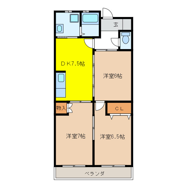 岐阜市都通のマンションの間取り