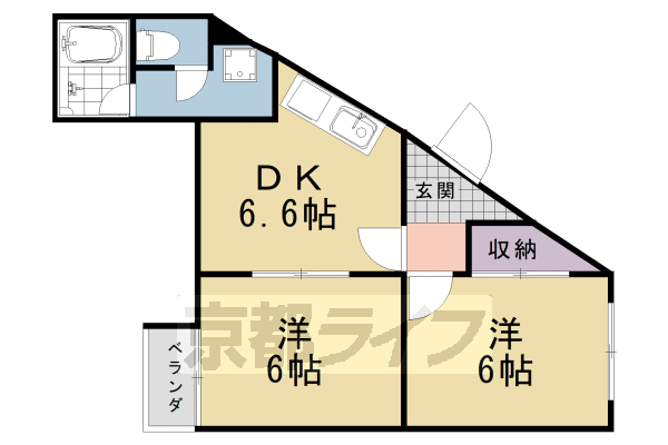 京都市西京区桂浅原町のマンションの間取り