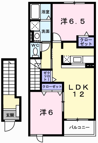 姫路市網干区興浜のアパートの間取り