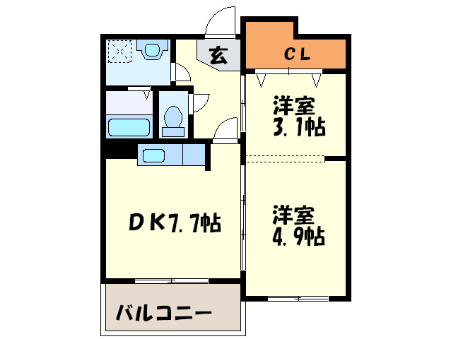 福岡県福岡市中央区平尾２（マンション）の賃貸物件の間取り