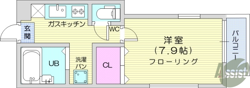 仙台市宮城野区二の森のアパートの間取り