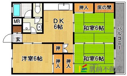 福岡市西区内浜のマンションの間取り