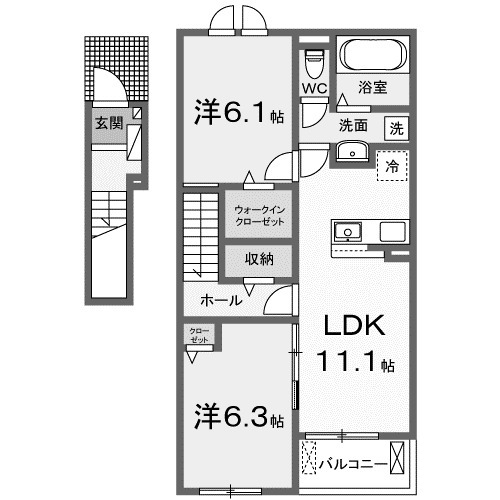 加須市南篠崎のアパートの間取り