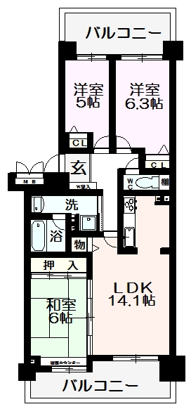 セントハーバーシティ7番館の間取り