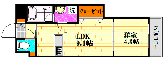 広島市中区舟入川口町のマンションの間取り