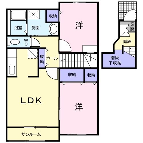 八戸市東白山台のアパートの間取り