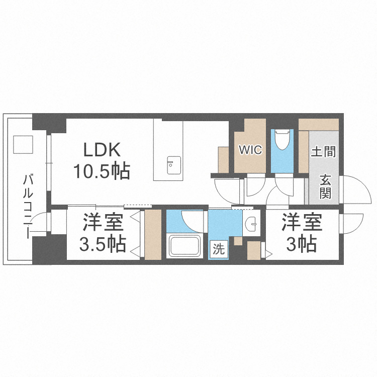 大阪市中央区谷町のマンションの間取り