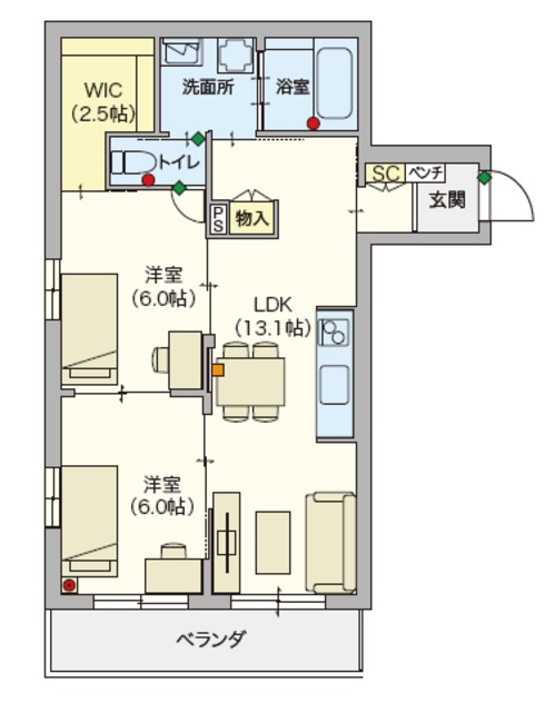 （シニア限定）クレサングリュの間取り