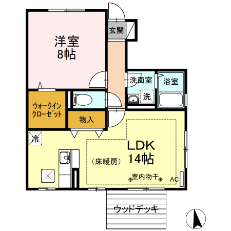 郡山市八山田西のアパートの間取り