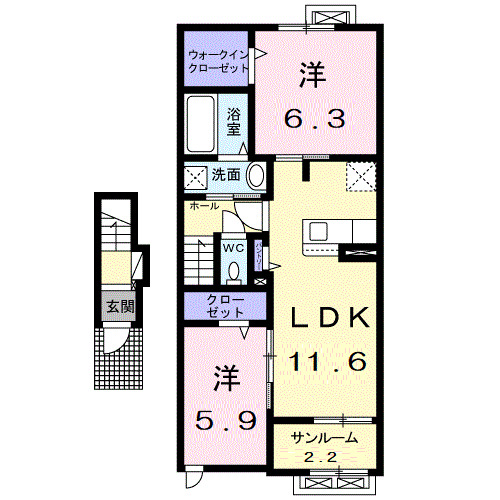 富山市婦中町添島のアパートの間取り