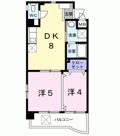 北九州市小倉南区徳吉東のマンションの間取り