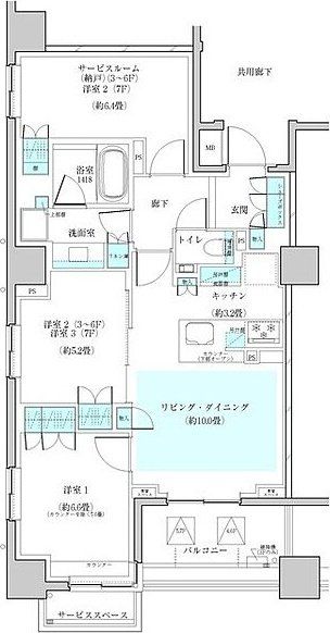 新宿区戸山のマンションの間取り