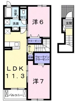 浅口市鴨方町六条院東のアパートの間取り