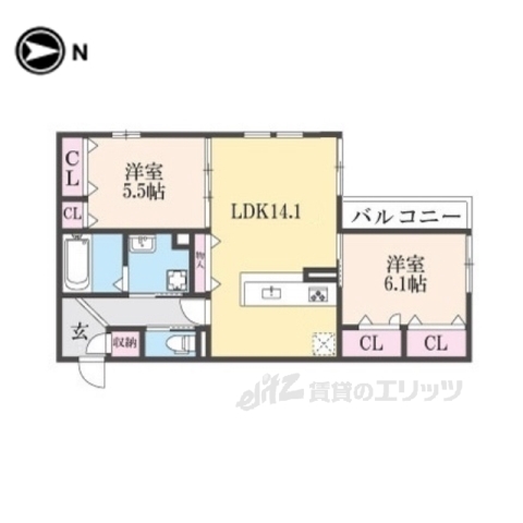 枚方市伊加賀西町のアパートの間取り