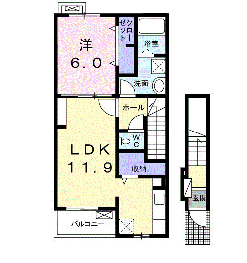 高崎市吉井町岩井のアパートの間取り