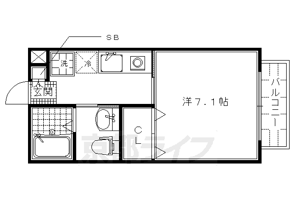 京都市伏見区深草大島屋敷町のアパートの間取り