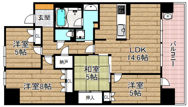 三島郡島本町江川のマンションの間取り