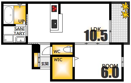 広島市中区広瀬北町のアパートの間取り