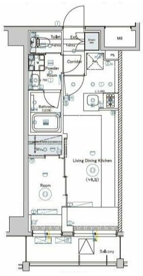 新宿区下落合のマンションの間取り