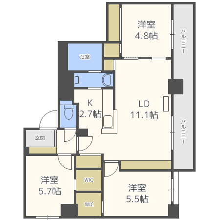 札幌市中央区南十七条西のマンションの間取り