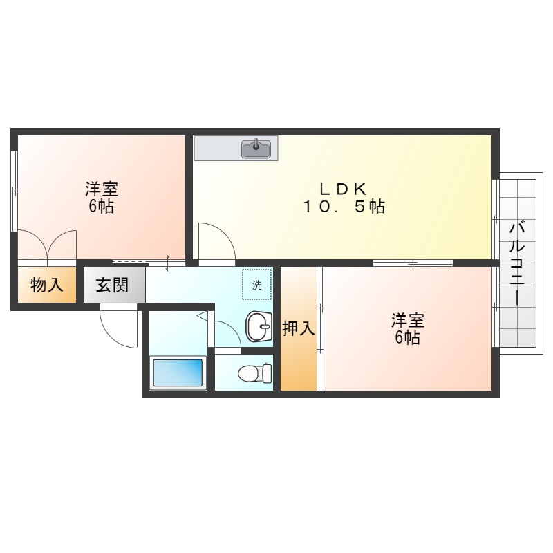 徳島市新浜町のアパートの間取り