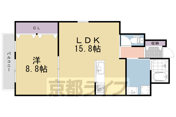 長岡京市下海印寺のアパートの間取り