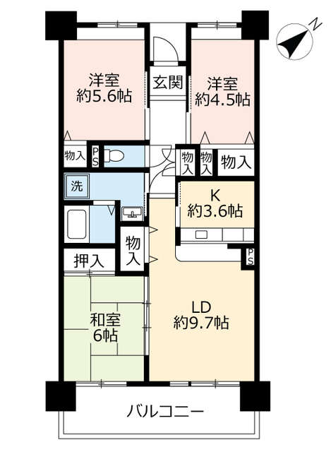 ＵＲアーバンラフレ虹ヶ丘西の間取り