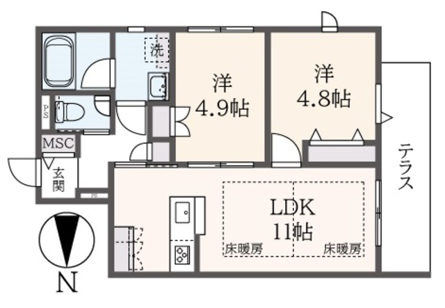 京王線 明大前駅 徒歩7分 3階建 築1年の間取り写真