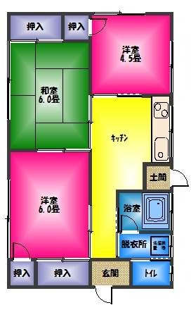 曽我借家1の間取り写真
