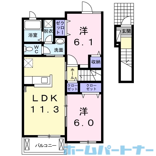 シェーン　パラスト　Ｃの間取り