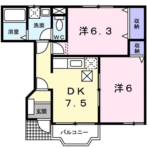 カーサ・サンストーンＡの間取り