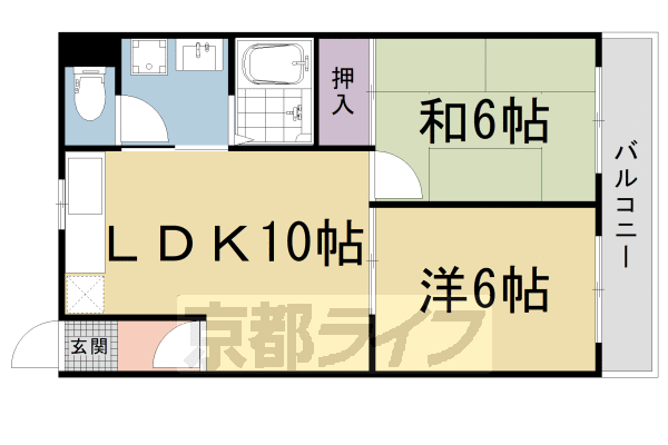 【京都市右京区梅津東構口町のマンションの間取り】