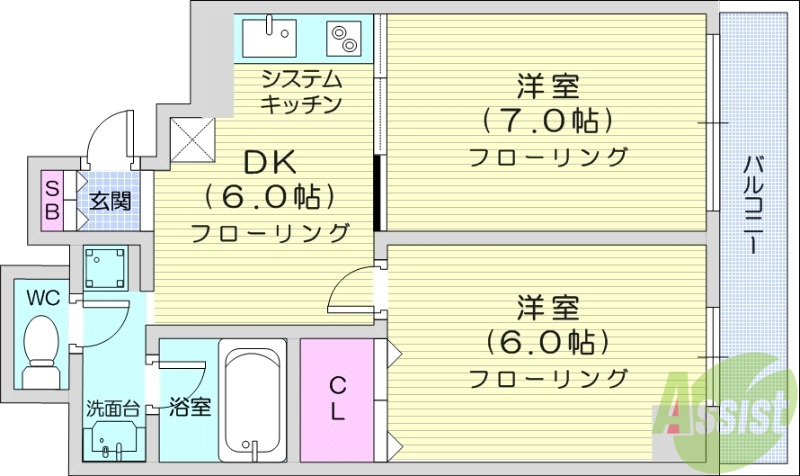 パストラル大和町の間取り