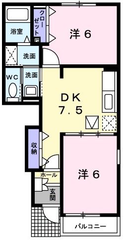 日立市十王町伊師本郷のアパートの間取り