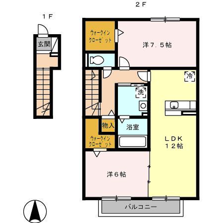 グランドールふじが丘　Ａの間取り