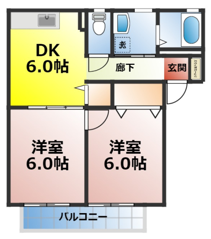 安城市箕輪町のアパートの間取り