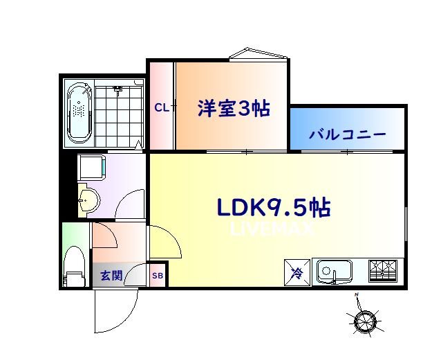 仙台市若林区中倉のアパートの間取り