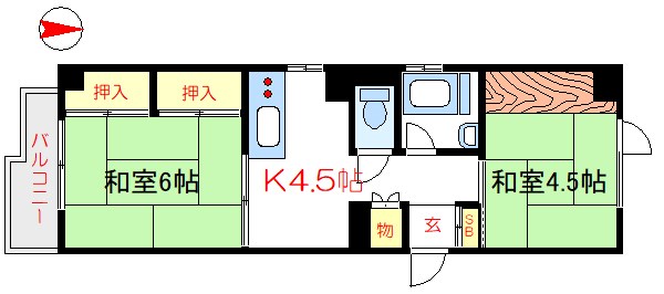 【墨田区緑のマンションの間取り】