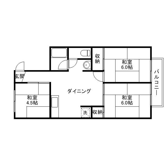 野洲市北野のアパートの間取り