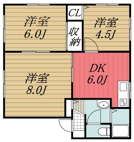 印西市木下東のアパートの間取り