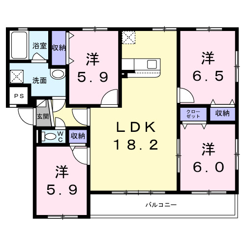 北上市川岸4丁目築18年の間取り