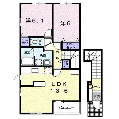 石巻市わかばのアパートの間取り