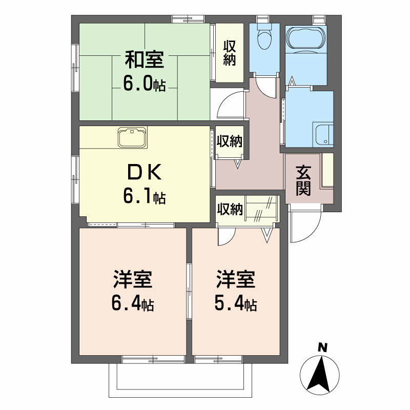 徳島市津田本町のアパートの間取り