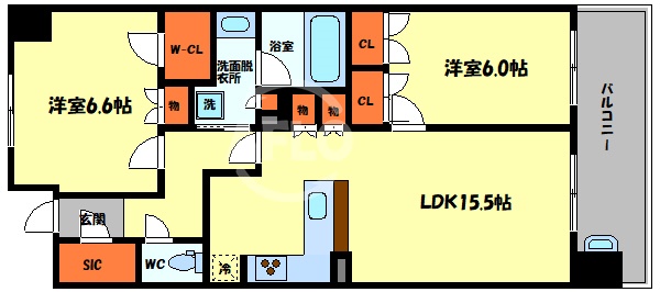 大阪市福島区海老江のマンションの間取り