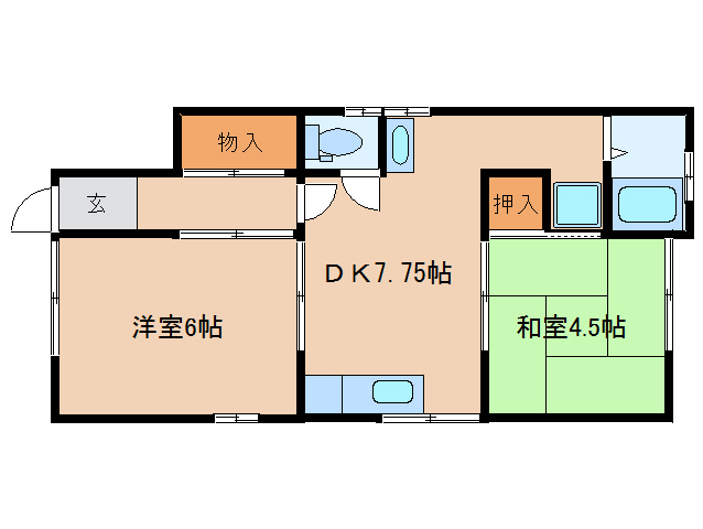 生駒市山崎新町のアパートの間取り