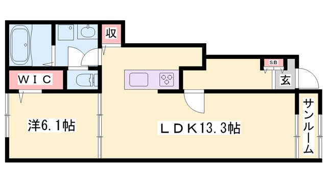 メゾングレーヌ勝原Aの間取り